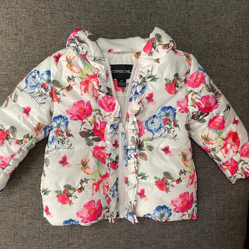 Rothschild  Girls Floral Print Fleece Lined Puffer Jacket 24 M - Picture 9 of 16